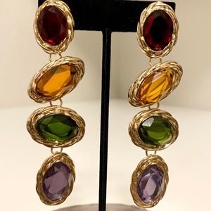 Multicoloured Gem Drop Earrings